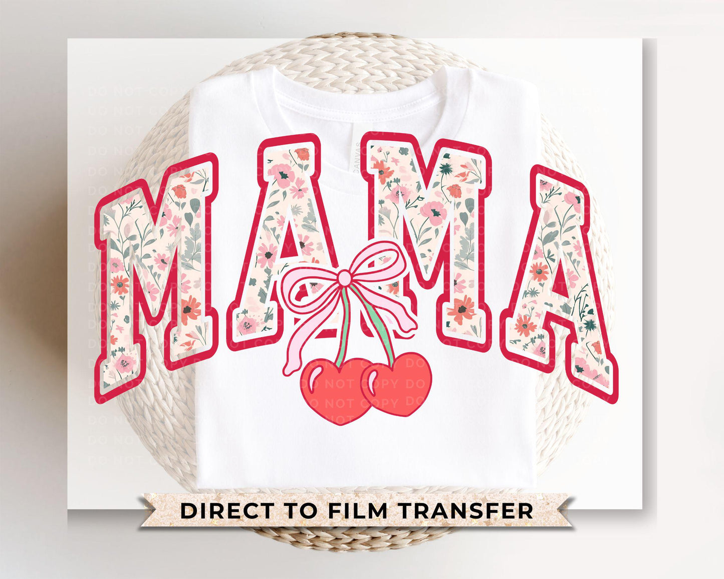 Mother's Day DTF Transfers, Ready to Press, T-shirt Transfers, Heat Transfer, Direct to Film, Motherhood, Ribbon, Cherry Bow Coquette Mama