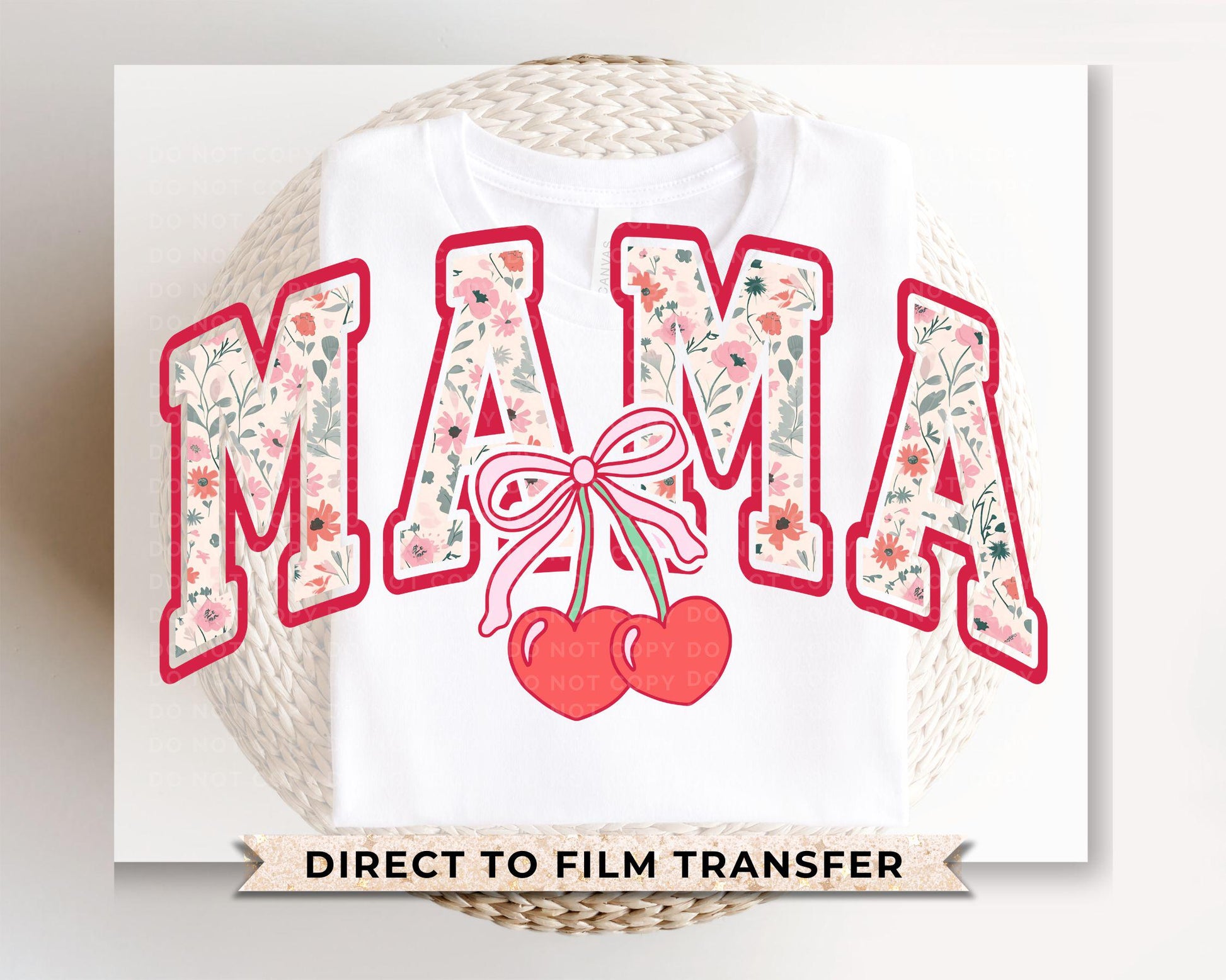 Mother's Day DTF Transfers, Ready to Press, T-shirt Transfers, Heat Transfer, Direct to Film, Motherhood, Ribbon, Cherry Bow Coquette Mama