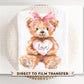 Valentine's Day DTF Transfers, Ready to Press, T-shirt Transfers, Heat Transfer, Direct to Film, Trendy, Girly, Coquette Bear With Heart