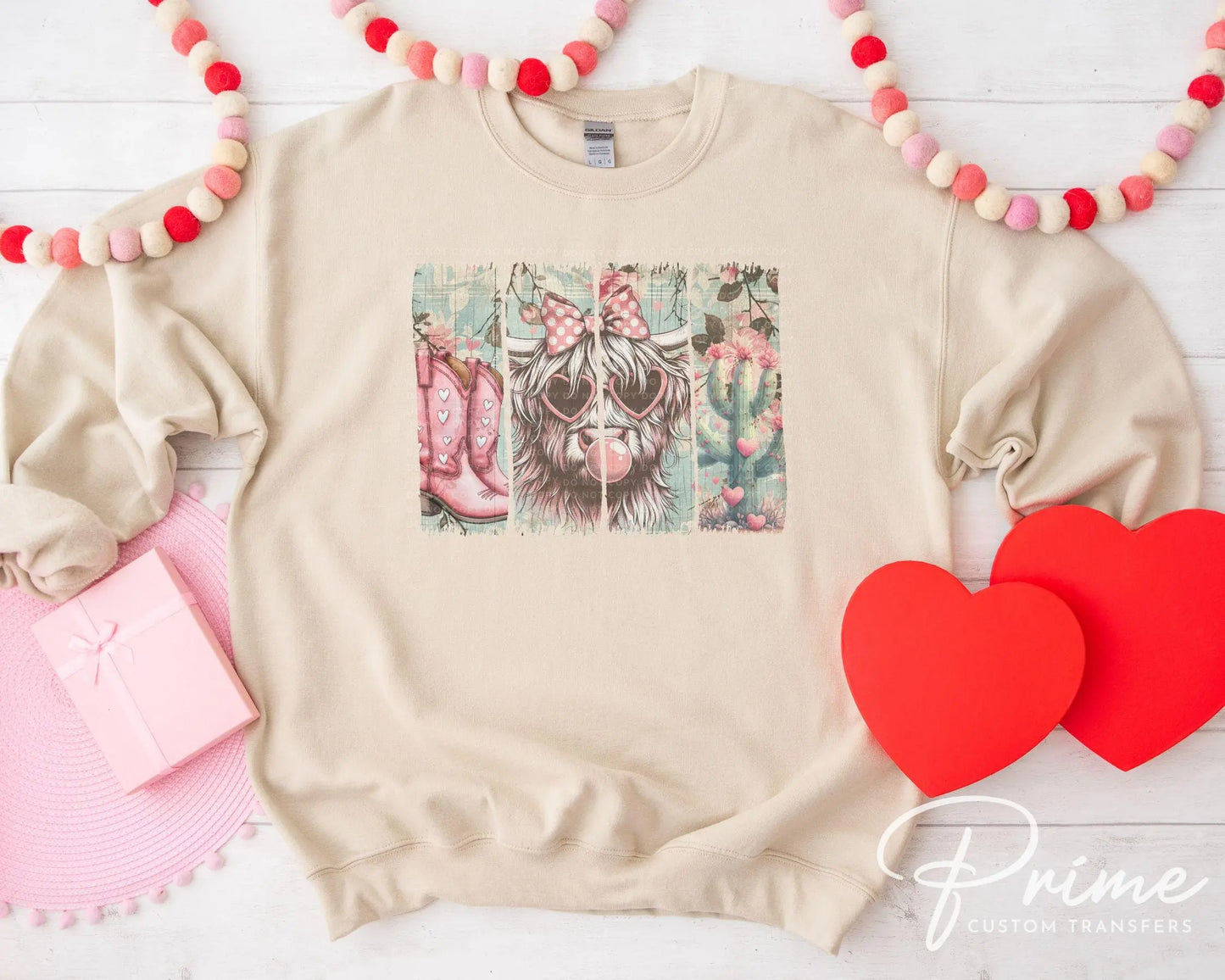 Valentine's Day DTF Transfers, Ready to Press, T-shirt Transfer, Heat Transfer, Direct to Film, Trendy, Girly, Cowgirl, Western Highland Cow