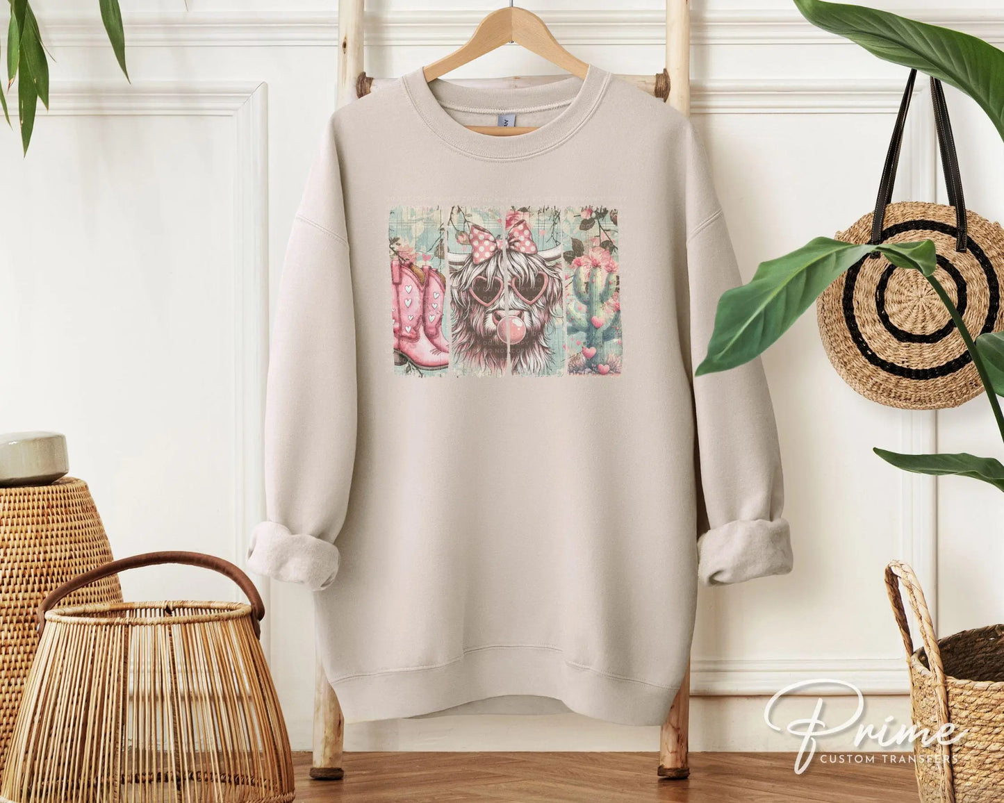 Valentine's Day DTF Transfers, Ready to Press, T-shirt Transfer, Heat Transfer, Direct to Film, Trendy, Girly, Cowgirl, Western Highland Cow