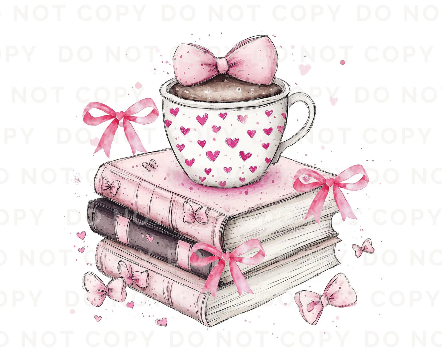 Valentine's Day DTF Transfer, Ready to Press, T-shirt Transfer, Heat Transfer, Direct to Film, Girly, Tea, Coffee, Bows, Coquette Book Lover