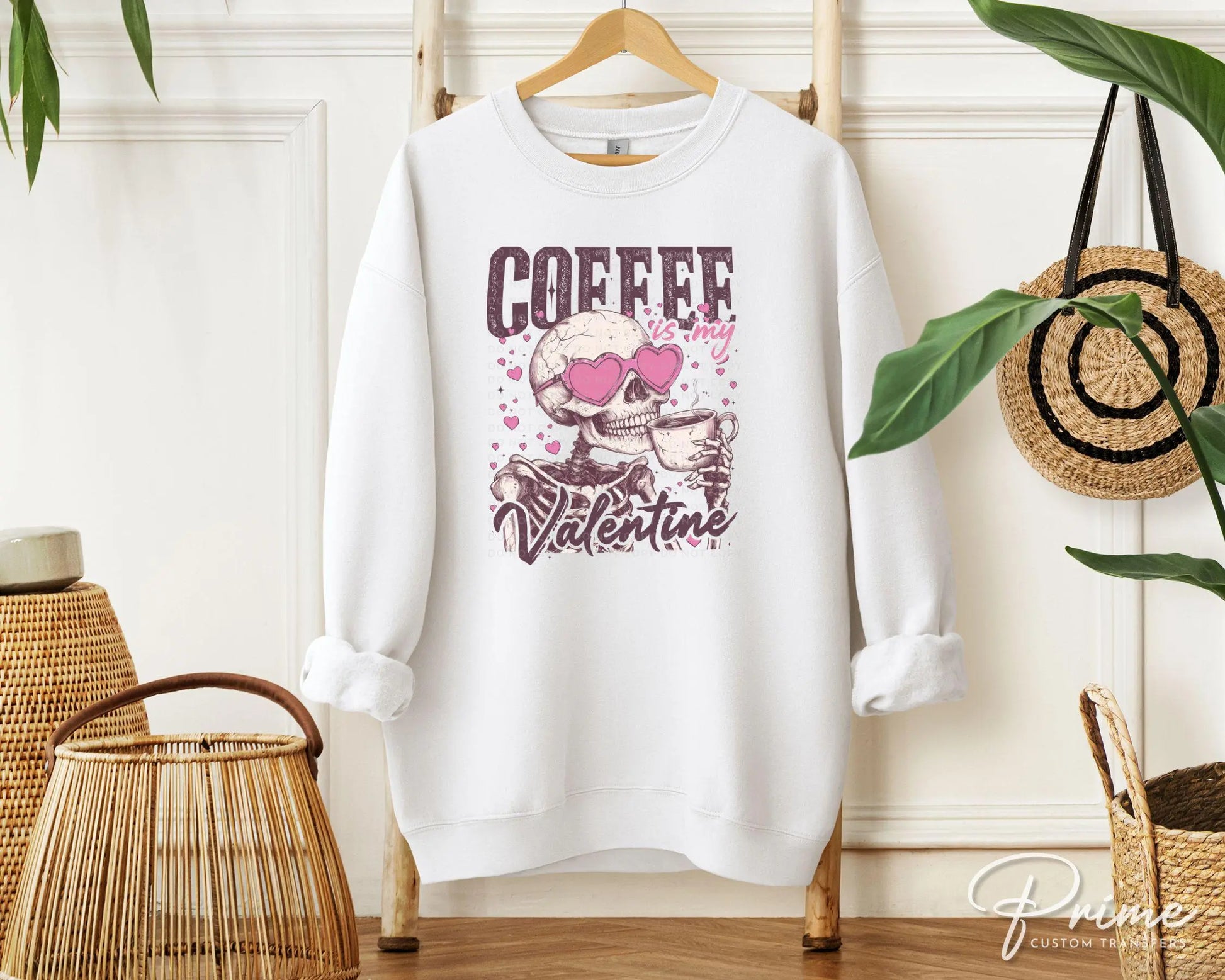Valentine's Day DTF Transfer, Ready to Press, T-shirt Transfer, Heat Transfer, Direct to Film, Single Girl, Funny, Coffee, Skull, Skeleton