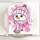 Winter DTF Transfers, Ready to Press, T-shirt Transfers, Heat Transfer, Direct to Film, Let it Snow, Baby It's Cold Outside, Pink Snowman