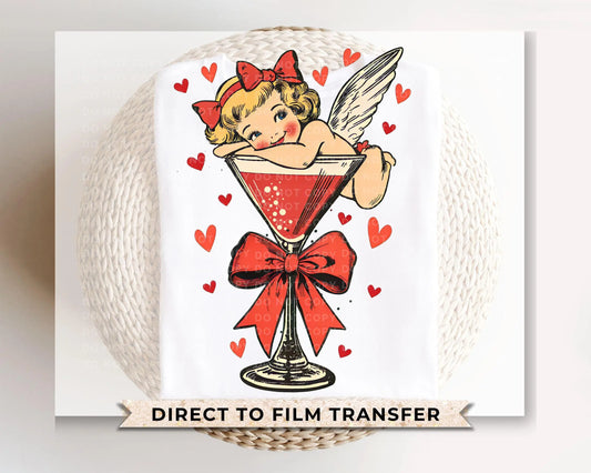 Valentine's Day DTF Transfer, Ready to Press, T-shirt Transfer, Heat Transfer, Direct to Film, Cupid Coquette, Galentine, Valentines Martini