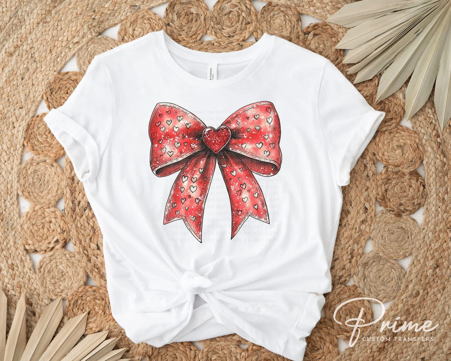 Valentine DTF Transfers, Ready to Press, T-shirt Transfers, Heat Transfer, Direct to Film, Holiday, Faux Glitter, Pink Coquette Heart Bow