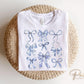 Coquette Blue And White Bows DTF Transfer, Ready to Press, T-shirt Transfer, Heat Transfer, Direct to Film, Cold Peel, Girly, Trendy, Floral