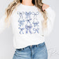 Coquette Blue And White Bows DTF Transfer, Ready to Press, T-shirt Transfer, Heat Transfer, Direct to Film, Cold Peel, Girly, Trendy, Floral