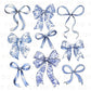 Coquette Blue And White Bows DTF Transfer, Ready to Press, T-shirt Transfer, Heat Transfer, Direct to Film, Cold Peel, Girly, Trendy, Floral