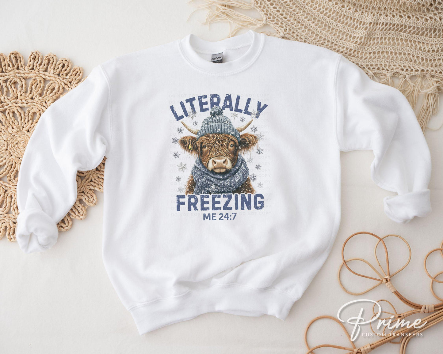 Winter DTF Transfer, Ready to Press, T-shirt Transfer, Heat Transfer, Direct to Film, It’s cold outside, Highland Cow, Literally Freezing