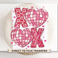 Valentine's Day DTF Transfer, Ready to Press, T-shirt Transfer, Heat Transfer, Direct to Film, Holiday, FAUX Glitter, Disco Ball Hearts XOXO