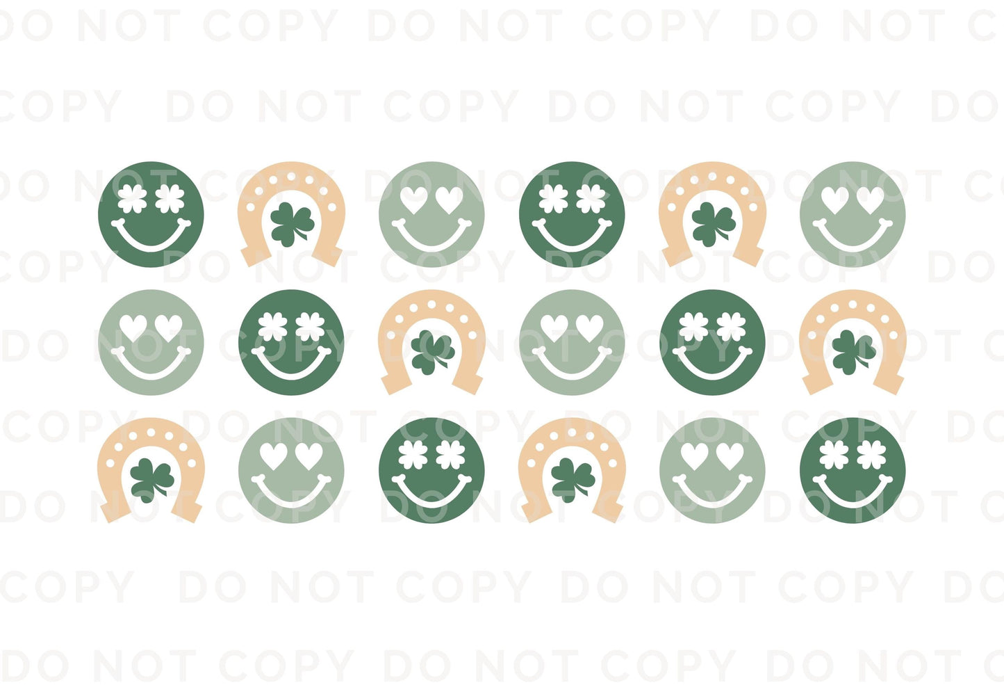 Saint Patrick's Day UV DTF Libbey 16oz Cup Wrap Sticker, Ready to Apply, No Heat, Permanent Adhesive, Waterproof, Glass Can, Irish Smileys