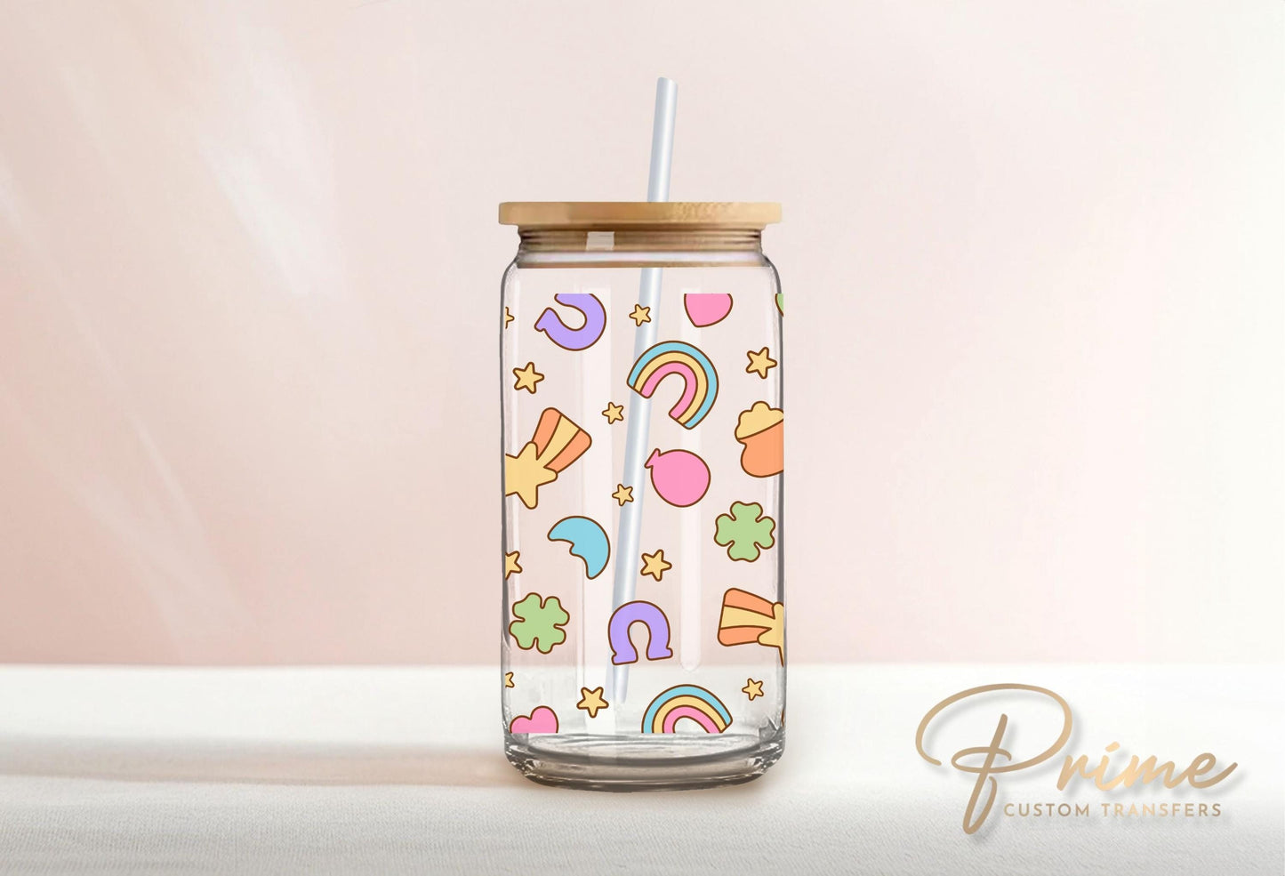 Saint Patrick's Day UV DTF Libbey 16oz Cup Wrap Sticker, Ready to Apply, No Heat, Permanent Adhesive, Waterproof, Glass Can, St Patties