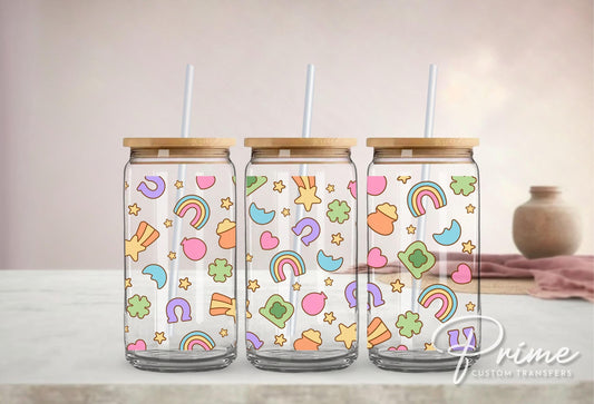 Saint Patrick's Day UV DTF Libbey 16oz Cup Wrap Sticker, Ready to Apply, No Heat, Permanent Adhesive, Waterproof, Glass Can, St Patties