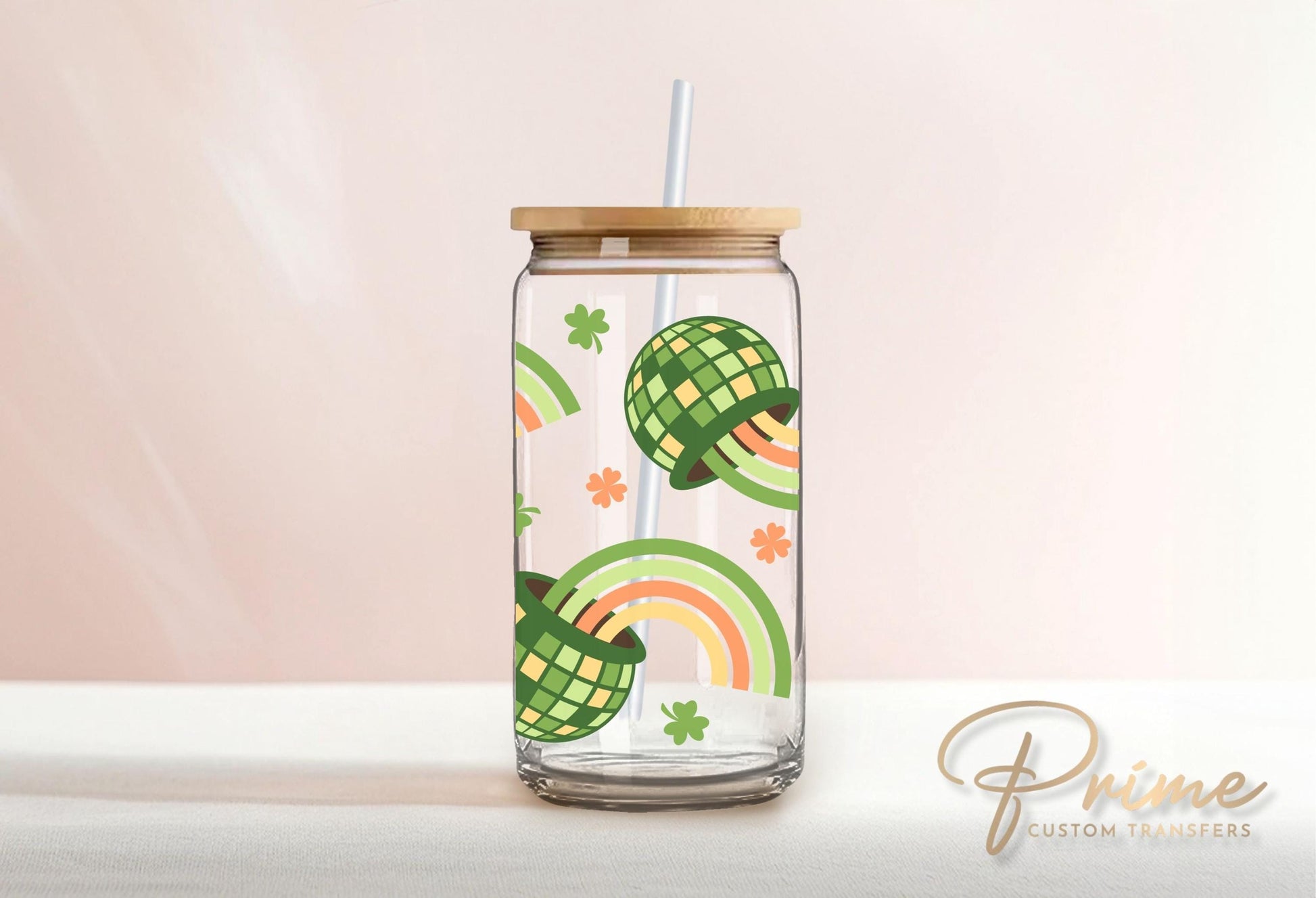 Saint Patrick's Day UV DTF Libbey 16oz Cup Wrap Sticker, Ready to Apply, No Heat, Permanent Adhesive, Waterproof, Glass Can, Pot of Gold