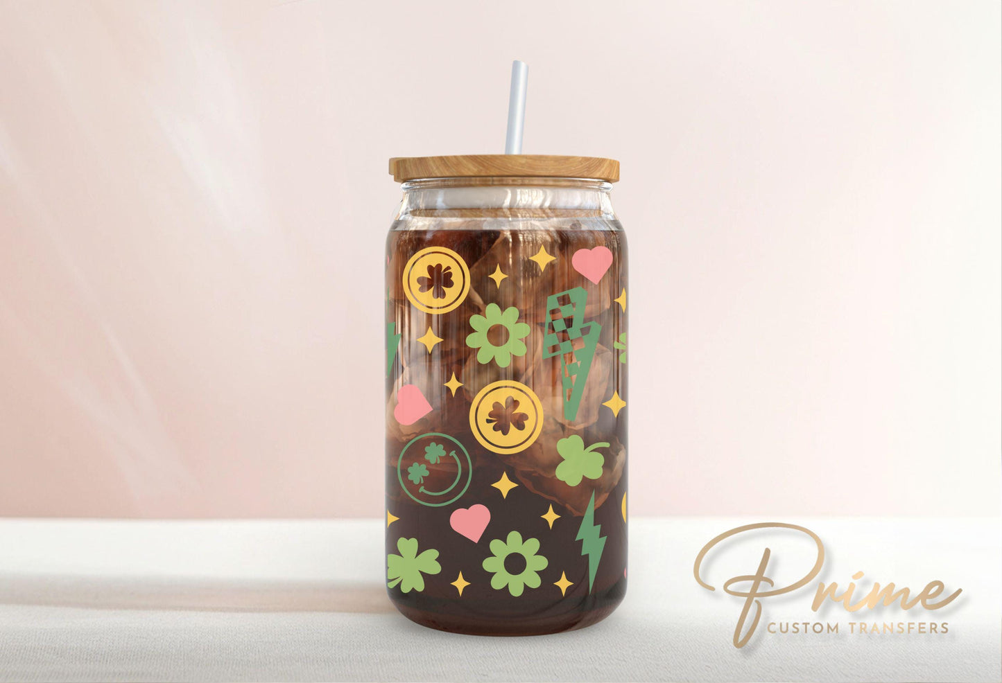 Saint Patrick's Day UV DTF Libbey 16oz Cup Wrap Sticker, Ready to Apply, No Heat, Permanent Adhesive, Waterproof, Glass Can, St Patties