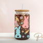 Easter UV DTF Libbey 16oz Cup Wrap Sticker, Ready to Apply, No Heat, Permanent Adhesive, Waterproof, Glass Can Tumbler, Pastel Easter Bunny