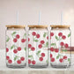 Cherry UV DTF 16oz Libbey Cup Wrap Sticker, Ready To Apply, Direct to Film, Glass Can, Permanent, Summer, Fruit, Trendy, Coquette Cherries