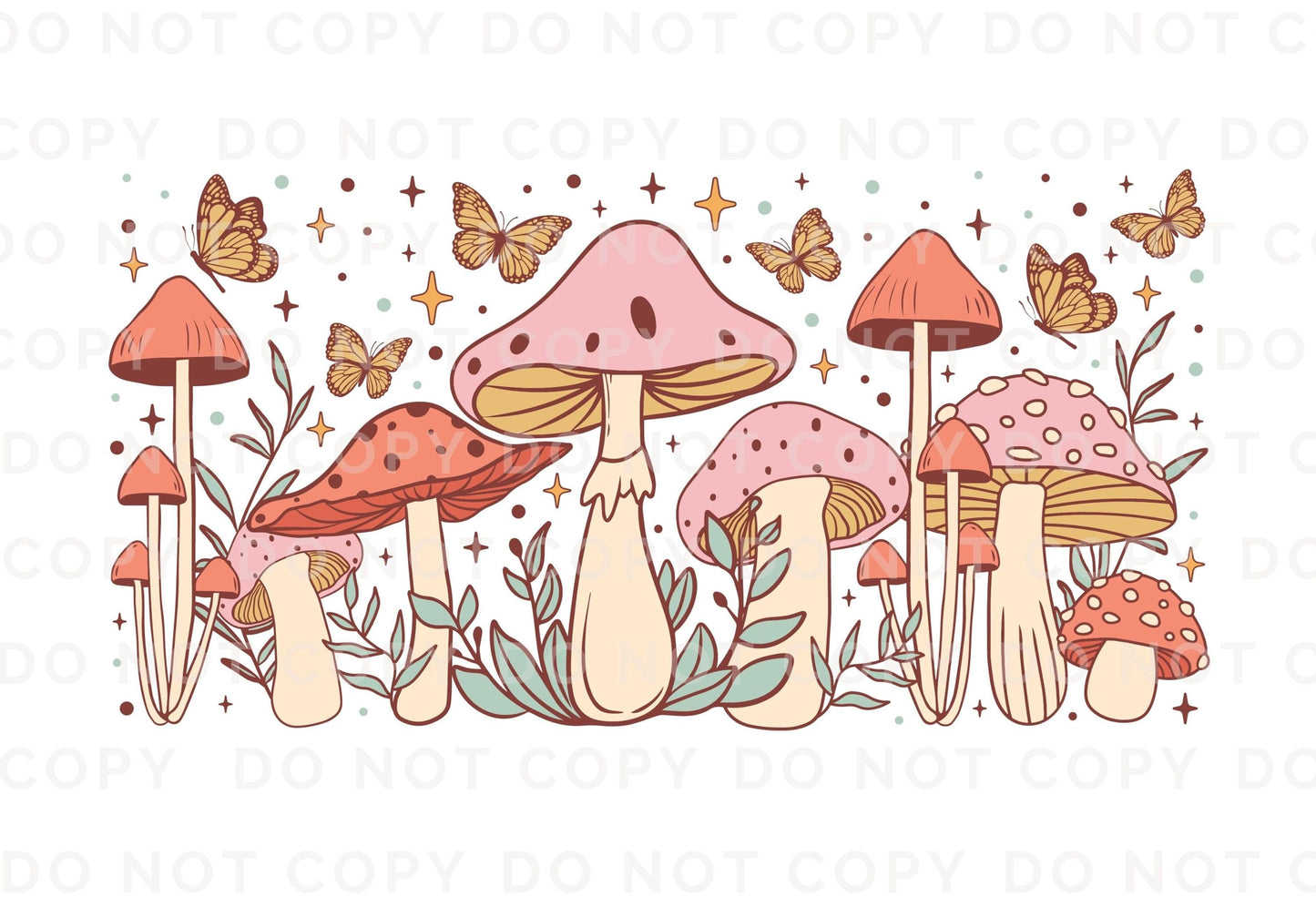 Retro UV DTF 16oz Libbey Cup Wrap Sticker, Ready To Apply, Direct to Film, Glass Can, Permanent, Butterflies, Flowers, Cute, Boho Mushrooms