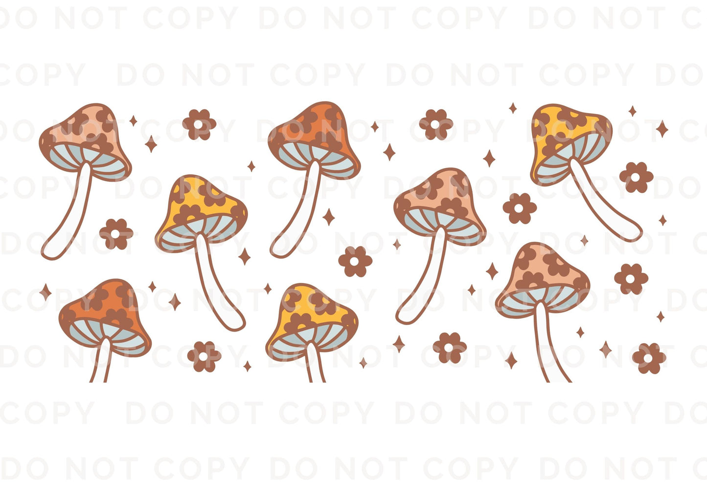 Libbey Cup UV DTF 16oz Libbey Cup Wrap Sticker, Ready To Apply, Direct to Film, Glass Can, Permanent, Trendy, Autumn, Mushrooms and Flowers