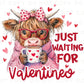 Valentine's Day DTF Transfers, Ready to Press, T-shirt Transfers, Heat Transfer, Direct to Film, Holiday, Kids, Hearts, Cute Highland Cow
