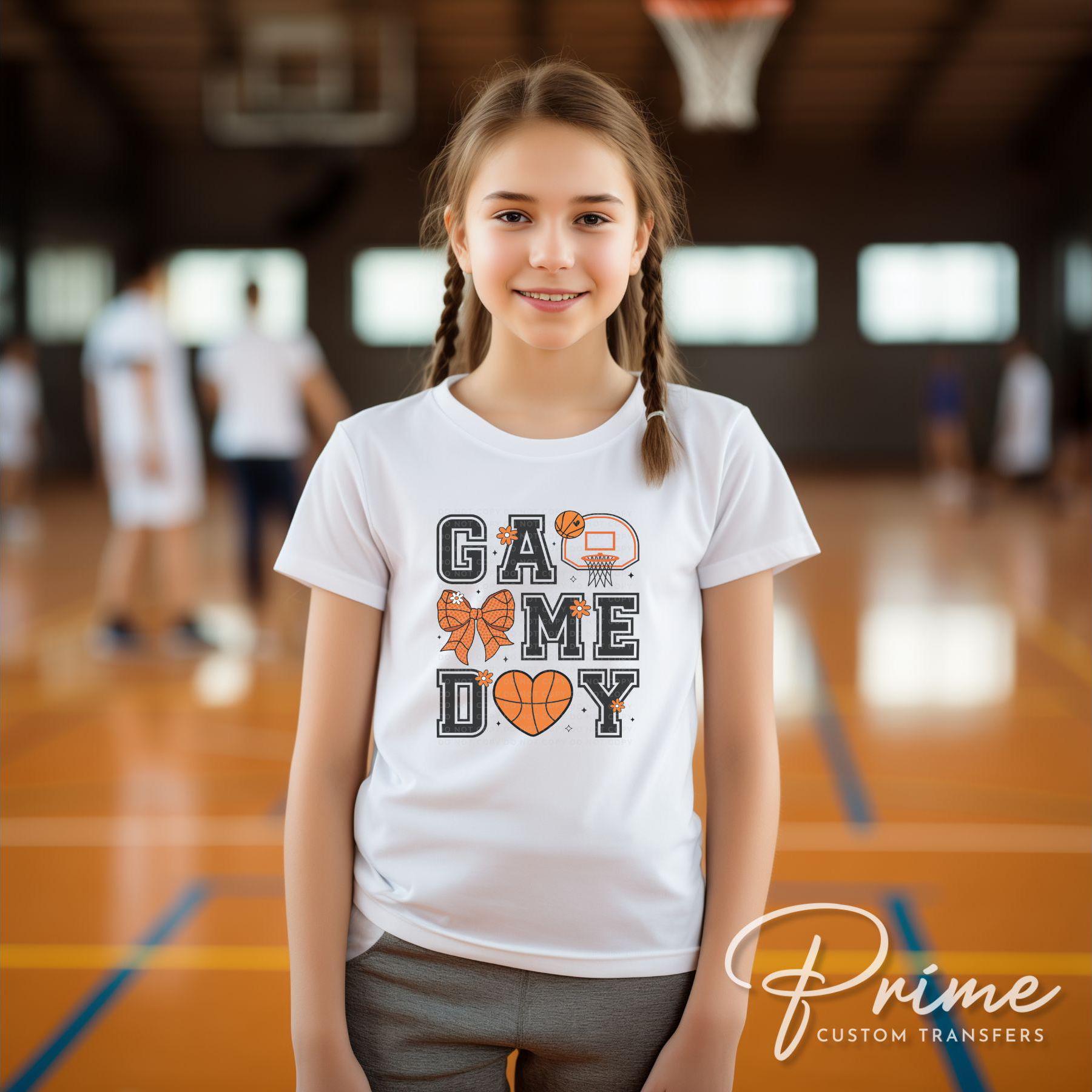 Basketball DTF Transfers, Ready to Press, T-shirt Transfers, Heat Transfer, Direct to Film, Sports Mom, Coquette Bow, Game Day, Trendy