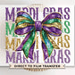 Mardi Gras DTF Transfer, Ready to Press, T-shirt Transfer, Heat Transfer, Direct to Film, Louisiana New Orleans, Coquette Bow FAUX Glitter