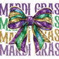 Mardi Gras DTF Transfer, Ready to Press, T-shirt Transfer, Heat Transfer, Direct to Film, Louisiana New Orleans, Coquette Bow FAUX Glitter
