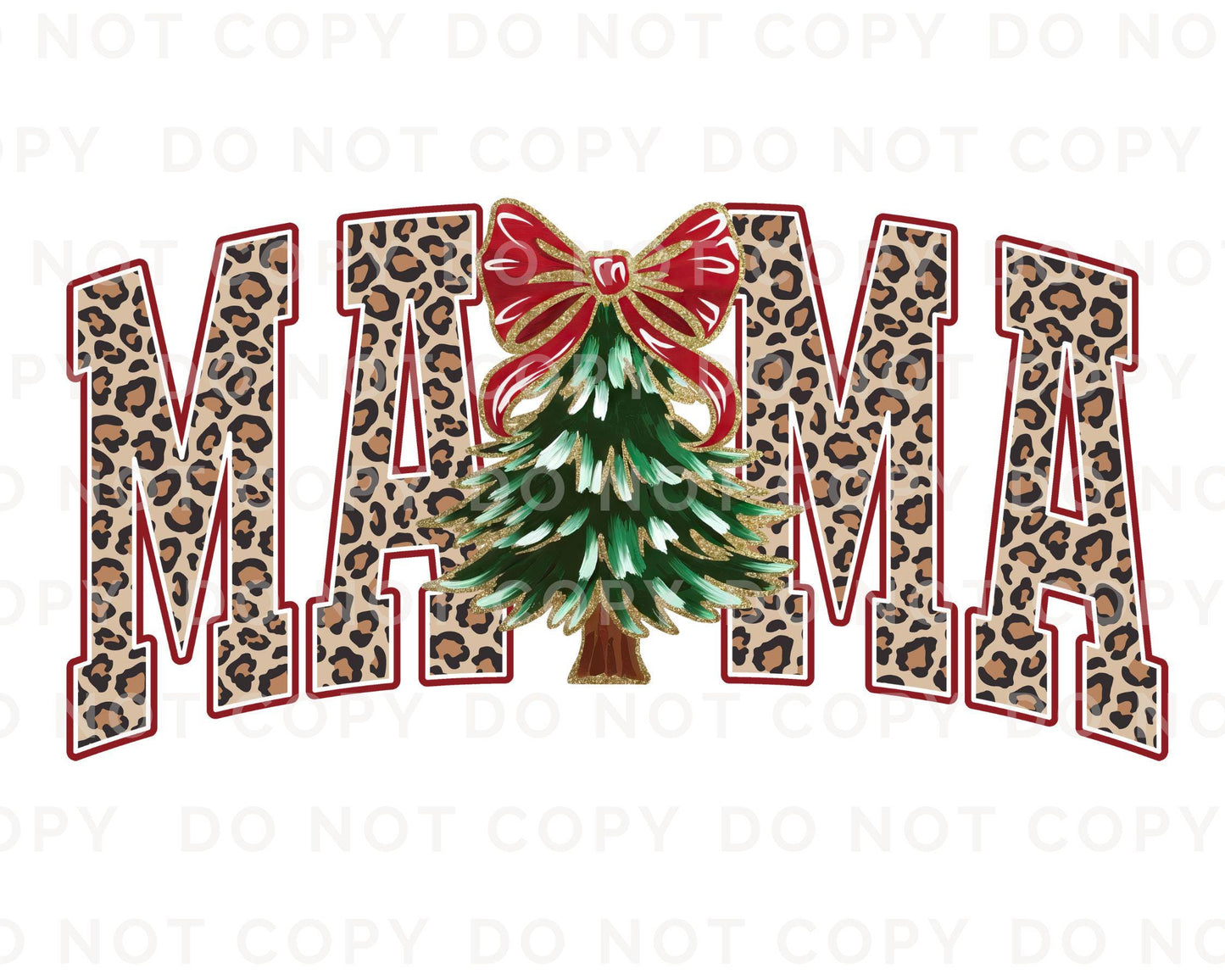 Christmas DTF Transfer, Ready to Press, T-shirt Transfers, Heat Transfer, Direct to Film, Holiday, FAUX Glitter, Coquette Bow, Leopard Mama