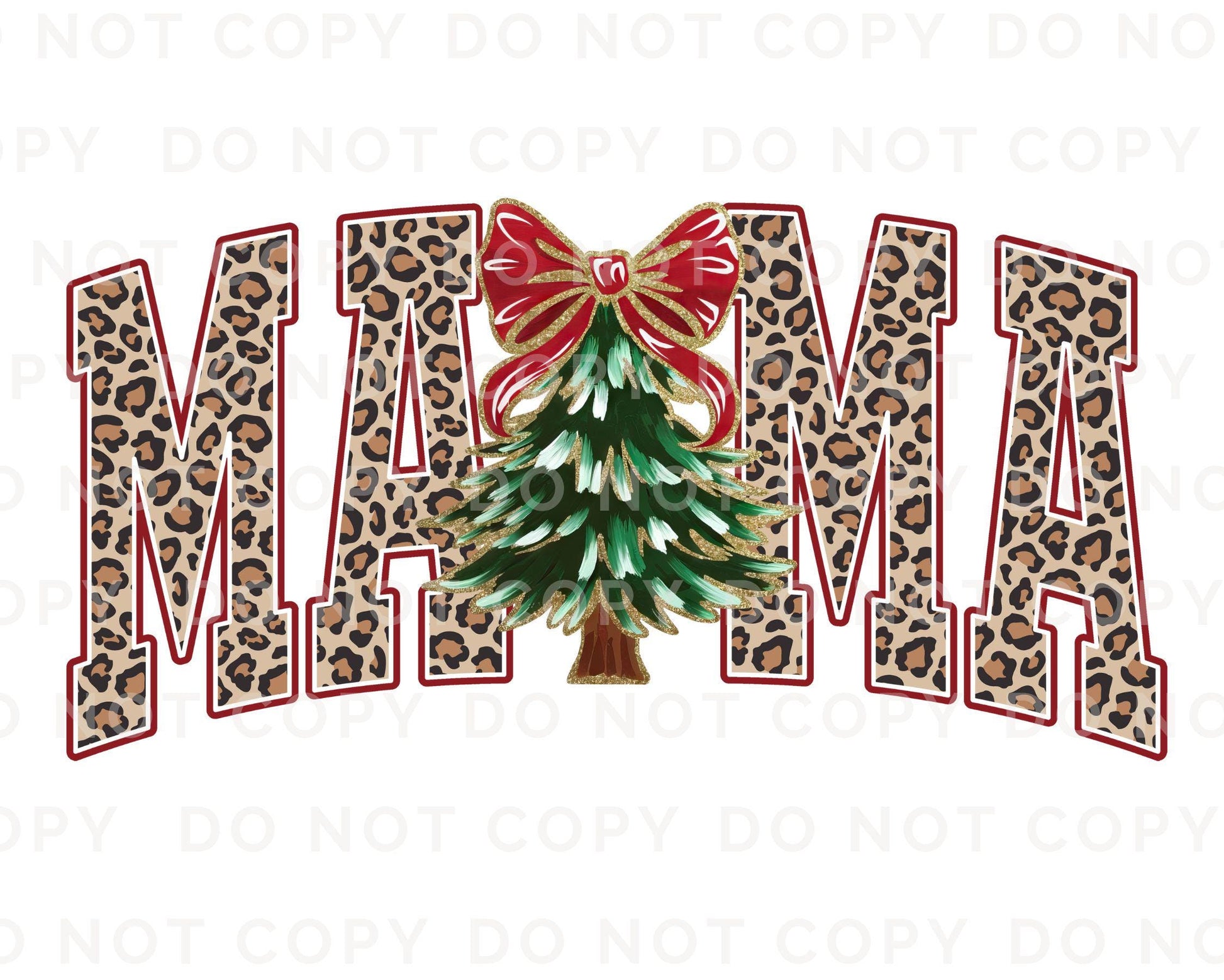 Christmas DTF Transfer, Ready to Press, T-shirt Transfers, Heat Transfer, Direct to Film, Holiday, FAUX Glitter, Coquette Bow, Leopard Mama