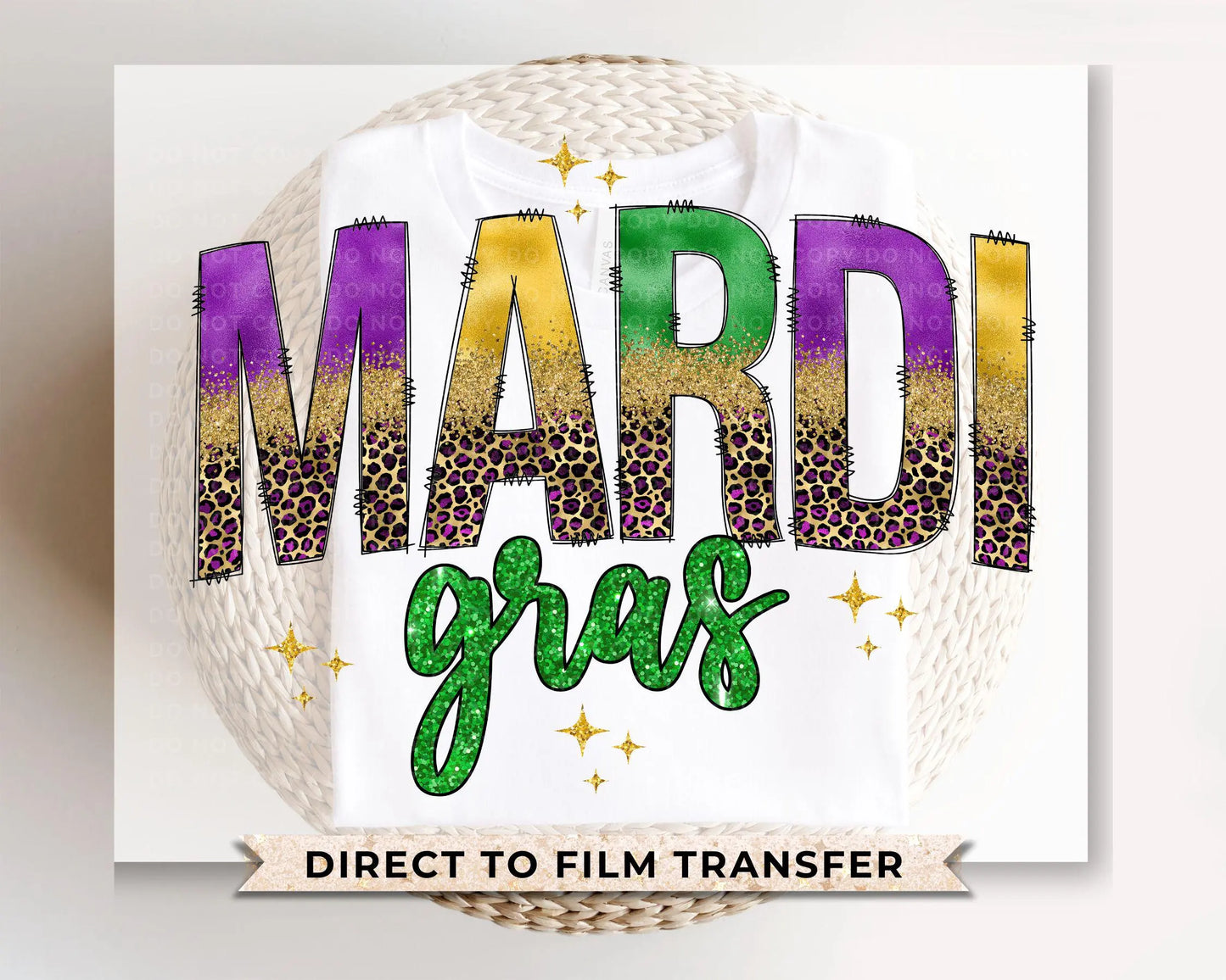 Mardi Gras DTF Transfer, Ready to Press, T-shirt Transfer, Heat Transfer, Direct to Film, Louisiana New Orleans, Mardi Gras Faux Sequin