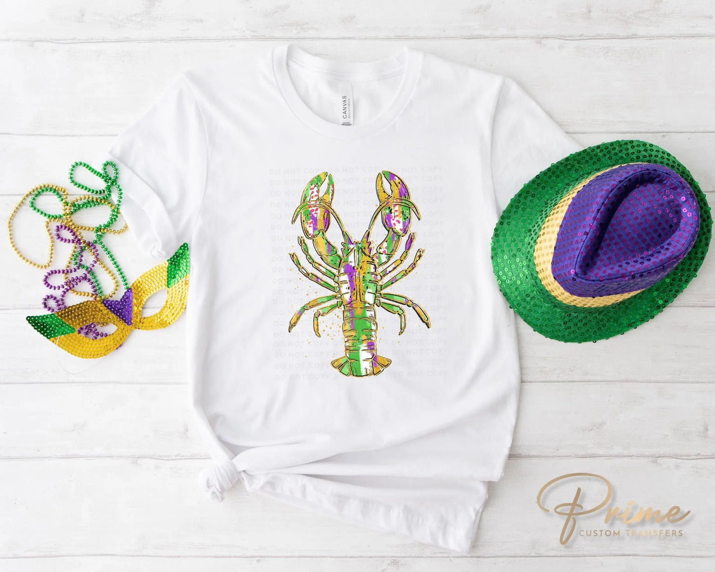 Mardi Gras DTF Transfer, Ready to Press, T-shirt Transfer, Heat Transfer, Direct to Film, Louisiana New Orleans, Glitter Mardi Gras Crawfish