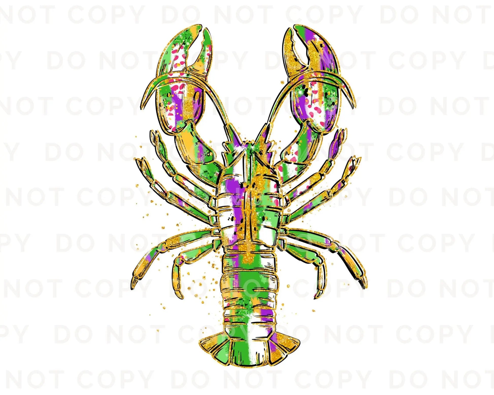 Mardi Gras DTF Transfer, Ready to Press, T-shirt Transfer, Heat Transfer, Direct to Film, Louisiana New Orleans, Glitter Mardi Gras Crawfish