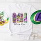 Mardi Gras DTF Transfer, Ready to Press, T-shirt Transfer, Heat Transfer, Direct to Film, Louisiana New Orleans, Coquette Bow FAUX Glitter
