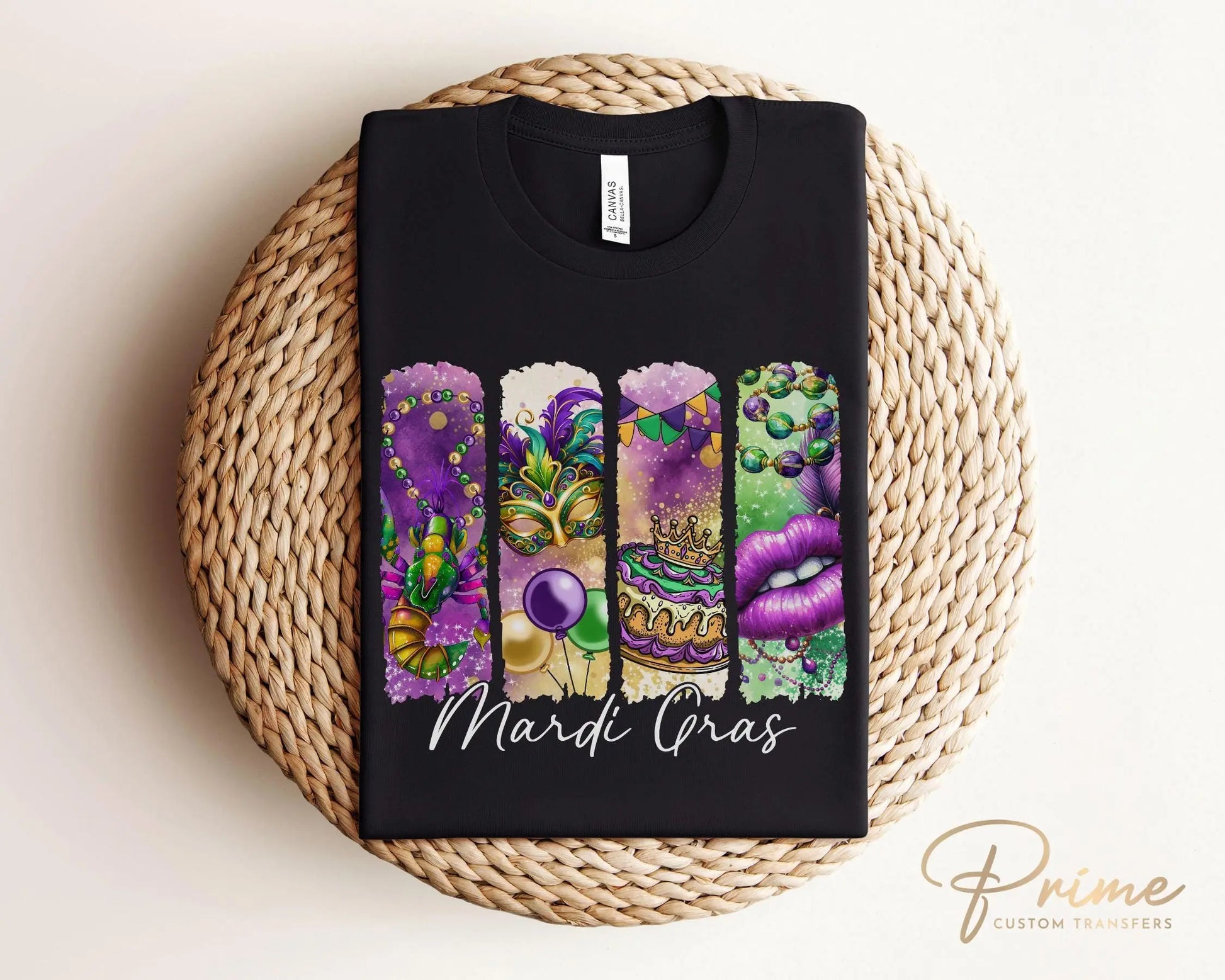 Mardi Gras DTF Transfer, Ready to Press, T-shirt Transfer, Heat Transfer, Direct to Film, Louisiana New Orleans, Coquette Bow FAUX Glitter