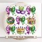 Mardi Gras DTF Transfer, Ready to Press, T-shirt Transfer, Heat Transfer, Direct to Film, Louisiana New Orleans, Coquette Bow FAUX Glitter