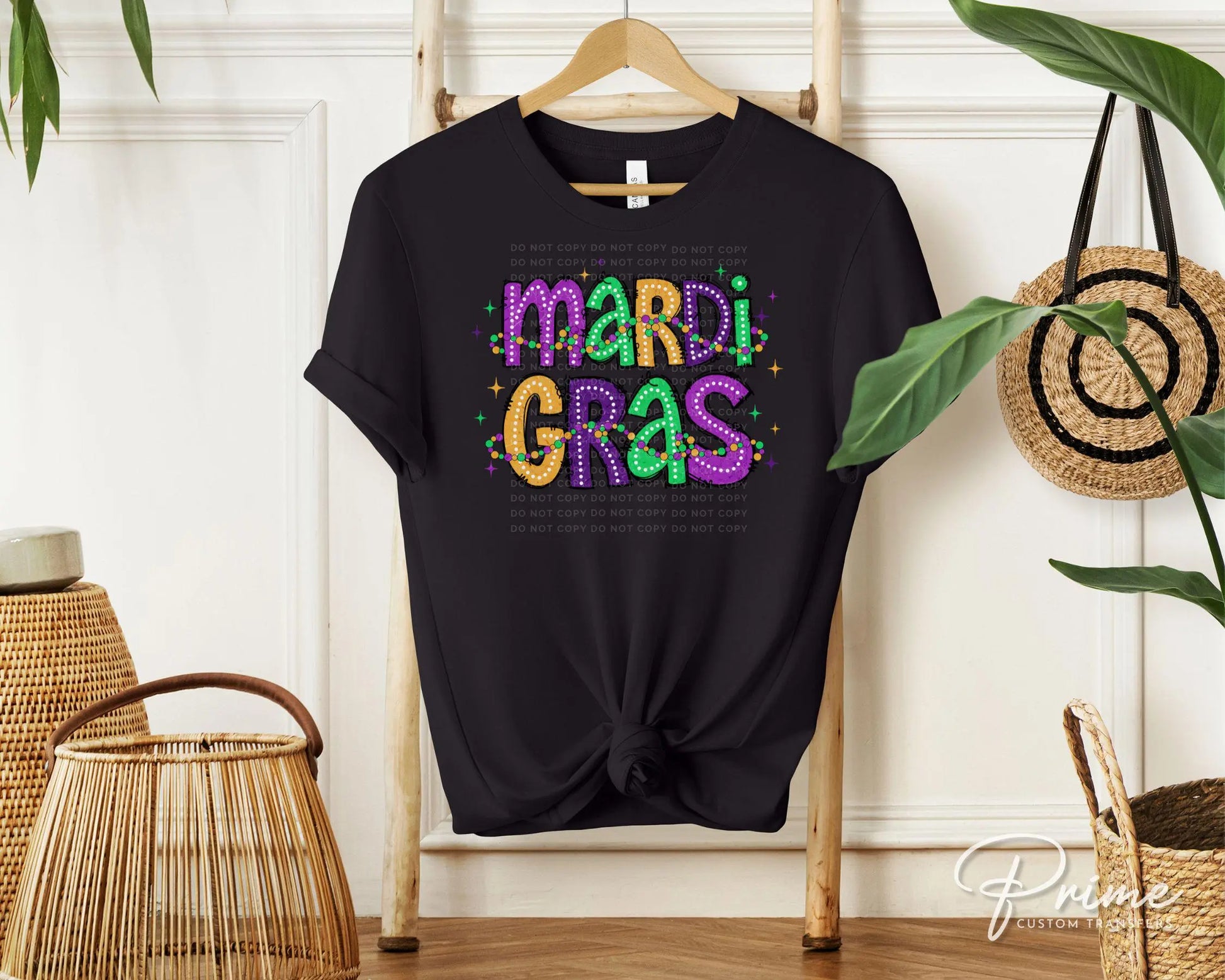 Mardi Gras DTF Transfer, Ready to Press, T-shirt Transfer, Heat Transfer, Direct to Film, Louisiana New Orleans, Coquette Bow FAUX Glitter