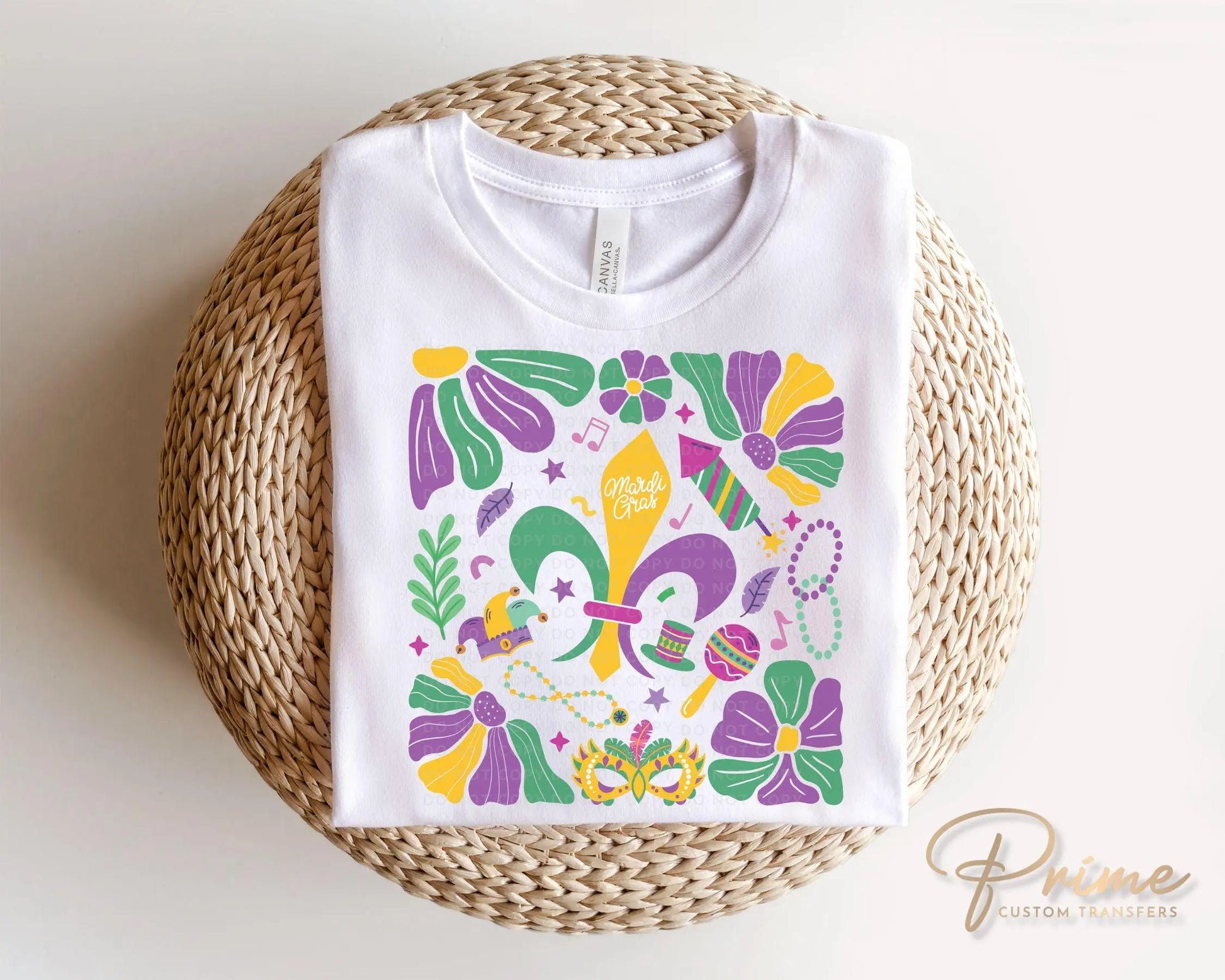 Mardi Gras DTF Transfer, Ready to Press, T-shirt Transfer, Heat Transfer, Direct to Film, Louisiana New Orleans, Boho, Fleur De Lis
