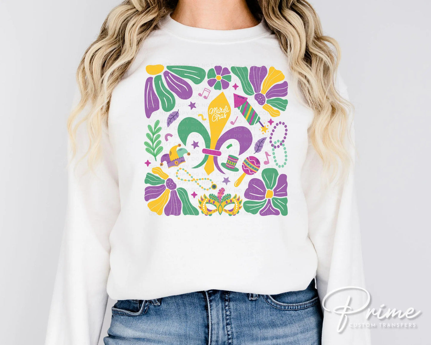 Mardi Gras DTF Transfer, Ready to Press, T-shirt Transfer, Heat Transfer, Direct to Film, Louisiana New Orleans, Boho, Fleur De Lis