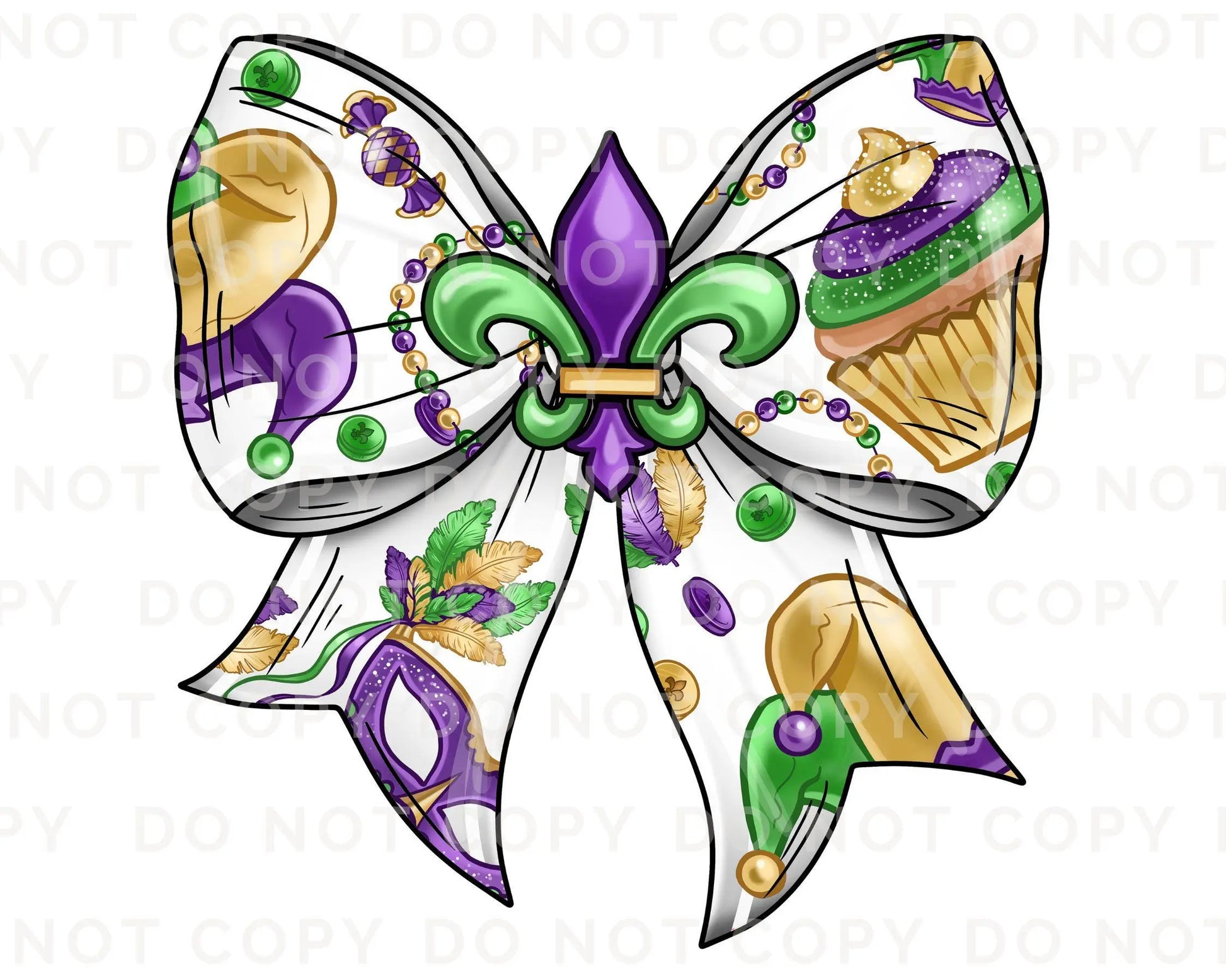Mardi Gras DTF Transfer, Ready to Press, T-shirt Transfer, Heat Transfer, Direct to Film, Louisiana New Orleans, Coquette Bow, Fleur De Lis