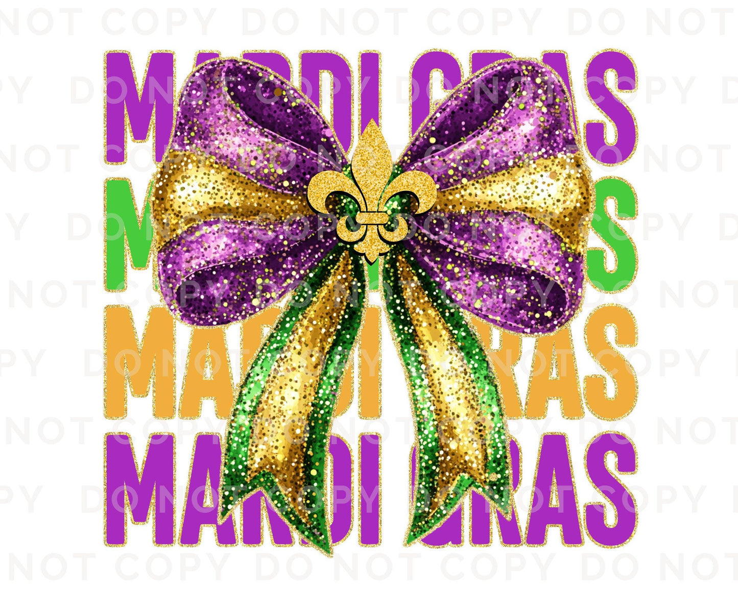 Mardi Gras DTF Transfer, Ready to Press, T-shirt Transfer, Heat Transfer, Direct to Film, Louisiana New Orleans, Coquette Fleur De Lis Bow