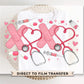 Valentine's Day DTF Transfer, Ready to Press, T-shirt Transfer, Heat Transfer, Direct to Film, CNA, Nurse, Coquette, Xoxo Stethoscope Hearts