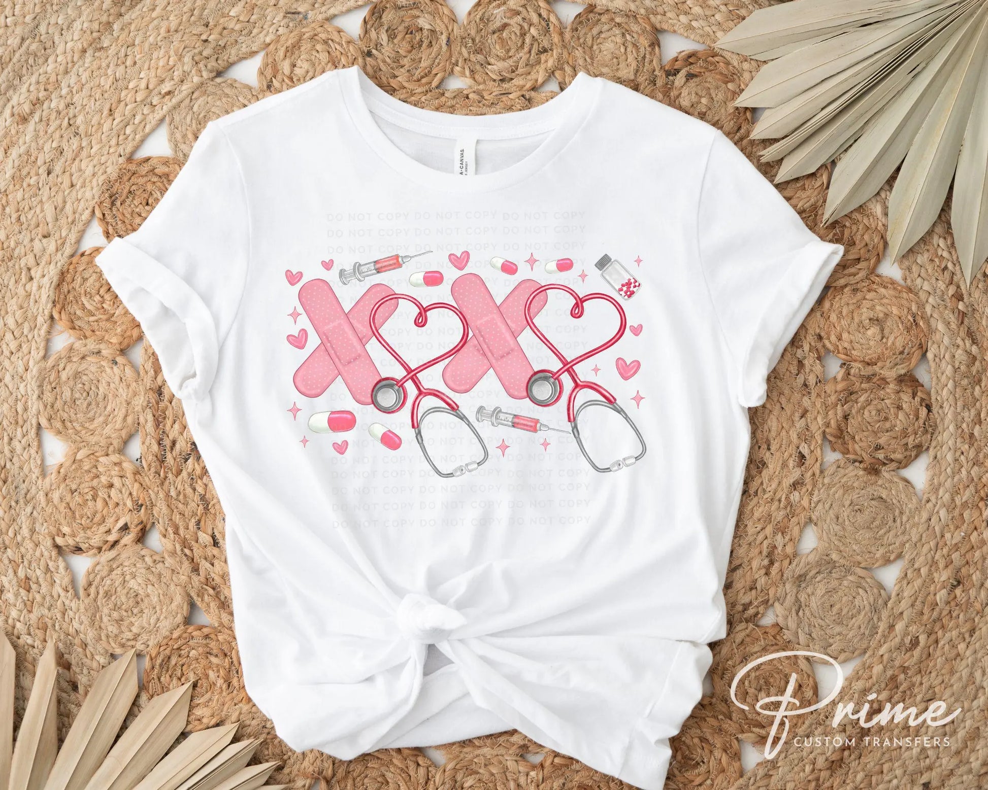Valentine's Day DTF Transfer, Ready to Press, T-shirt Transfer, Heat Transfer, Direct to Film, CNA, Nurse, Coquette, Xoxo Stethoscope Hearts