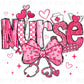 Valentine's Day DTF Transfer, Ready to Press, T-shirt Transfer, Heat Transfer, Direct to Film, Hearts, CNA, Nurse Gift, Coquette Bow Pink