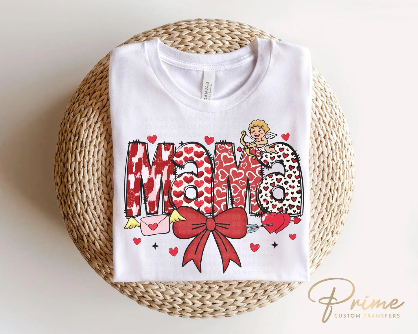 Valentine's Day DTF Transfer, Ready to Press, T-shirt Transfer, Heat Transfer, Direct to Film, Coquette Bow, Mommy and Me, Matching, Mama