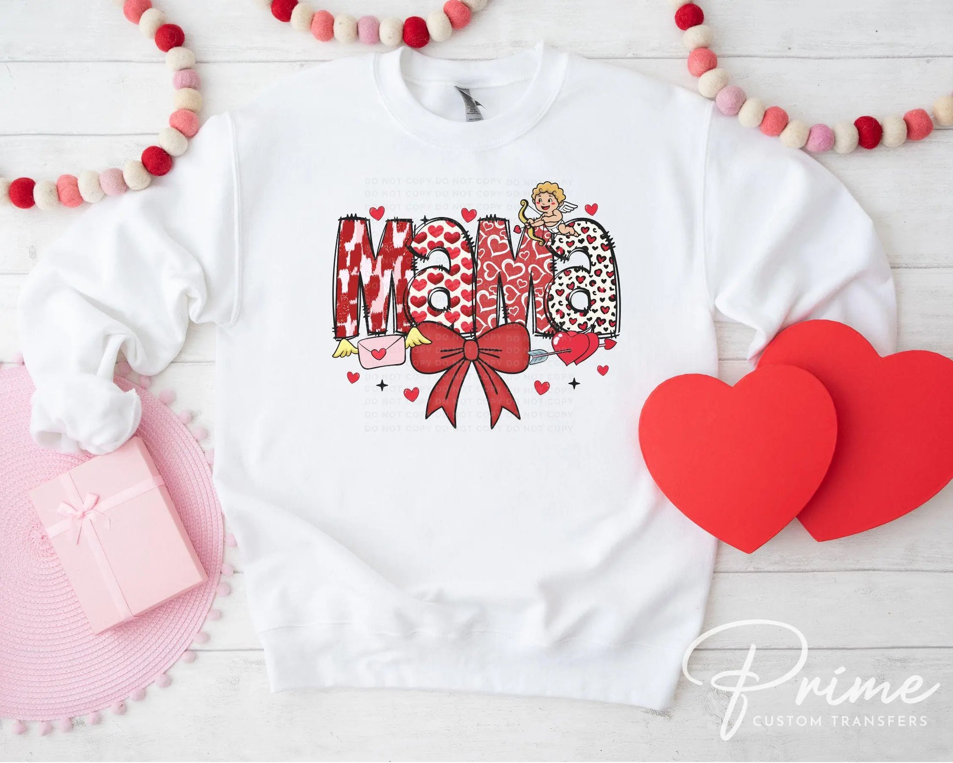 Valentine's Day DTF Transfer, Ready to Press, T-shirt Transfer, Heat Transfer, Direct to Film, Coquette Bow, Mommy and Me, Matching, Mama