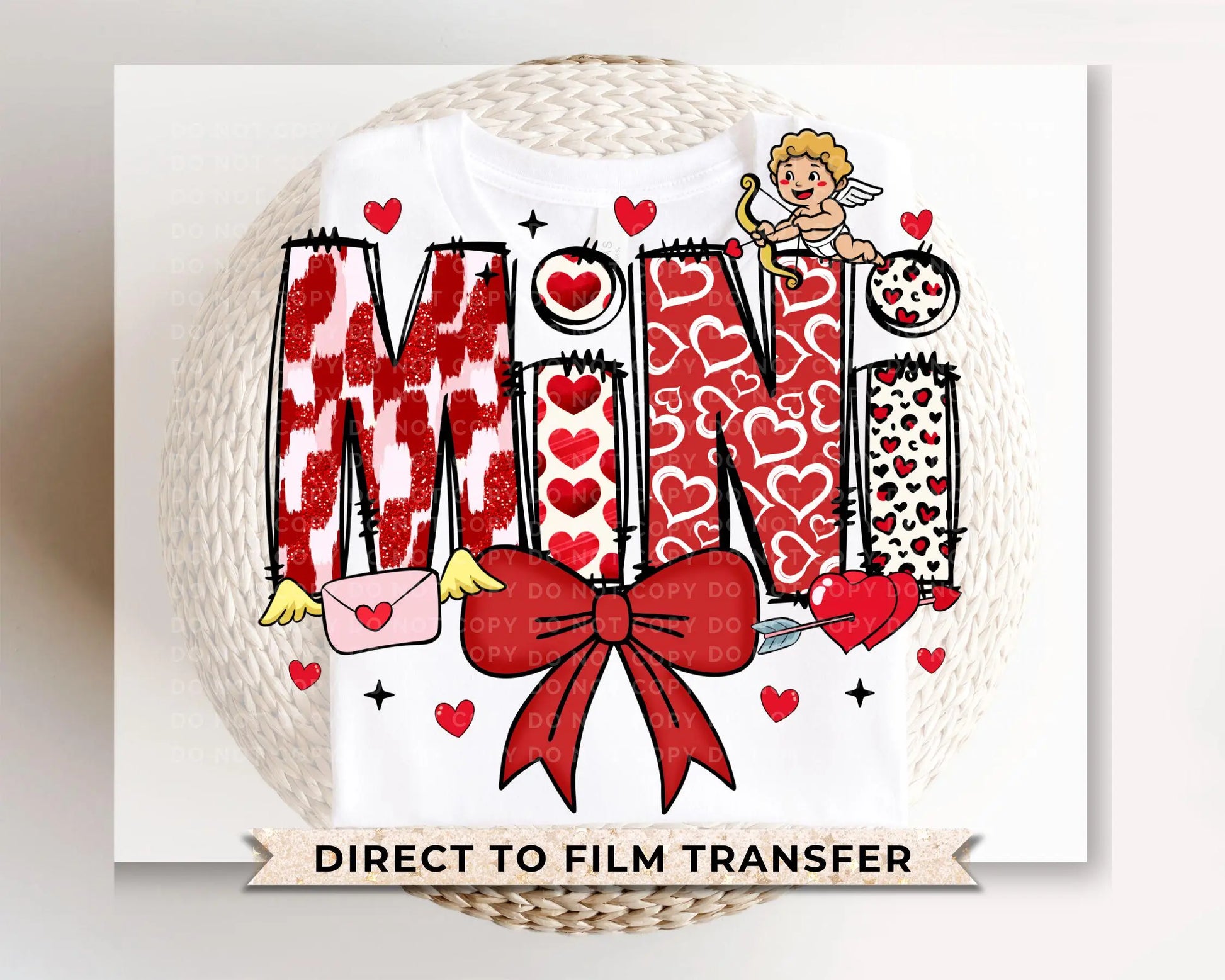Valentine's Day DTF Transfer, Ready to Press, T-shirt Transfer, Heat Transfer, Direct to Film, Coquette Bow, Mommy and Me, Matching, Mini