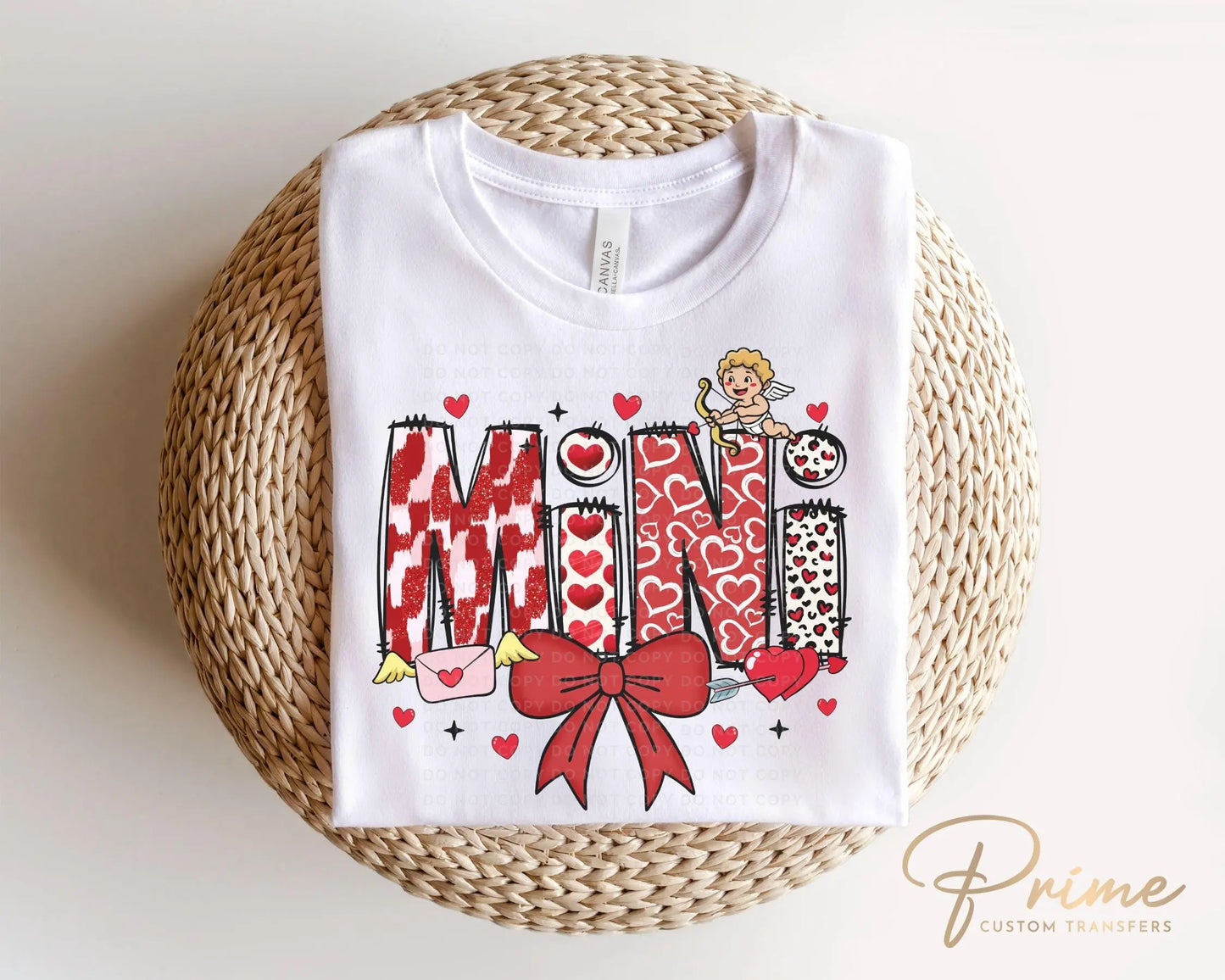Valentine's Day DTF Transfer, Ready to Press, T-shirt Transfer, Heat Transfer, Direct to Film, Coquette Bow, Mommy and Me, Matching, Mini