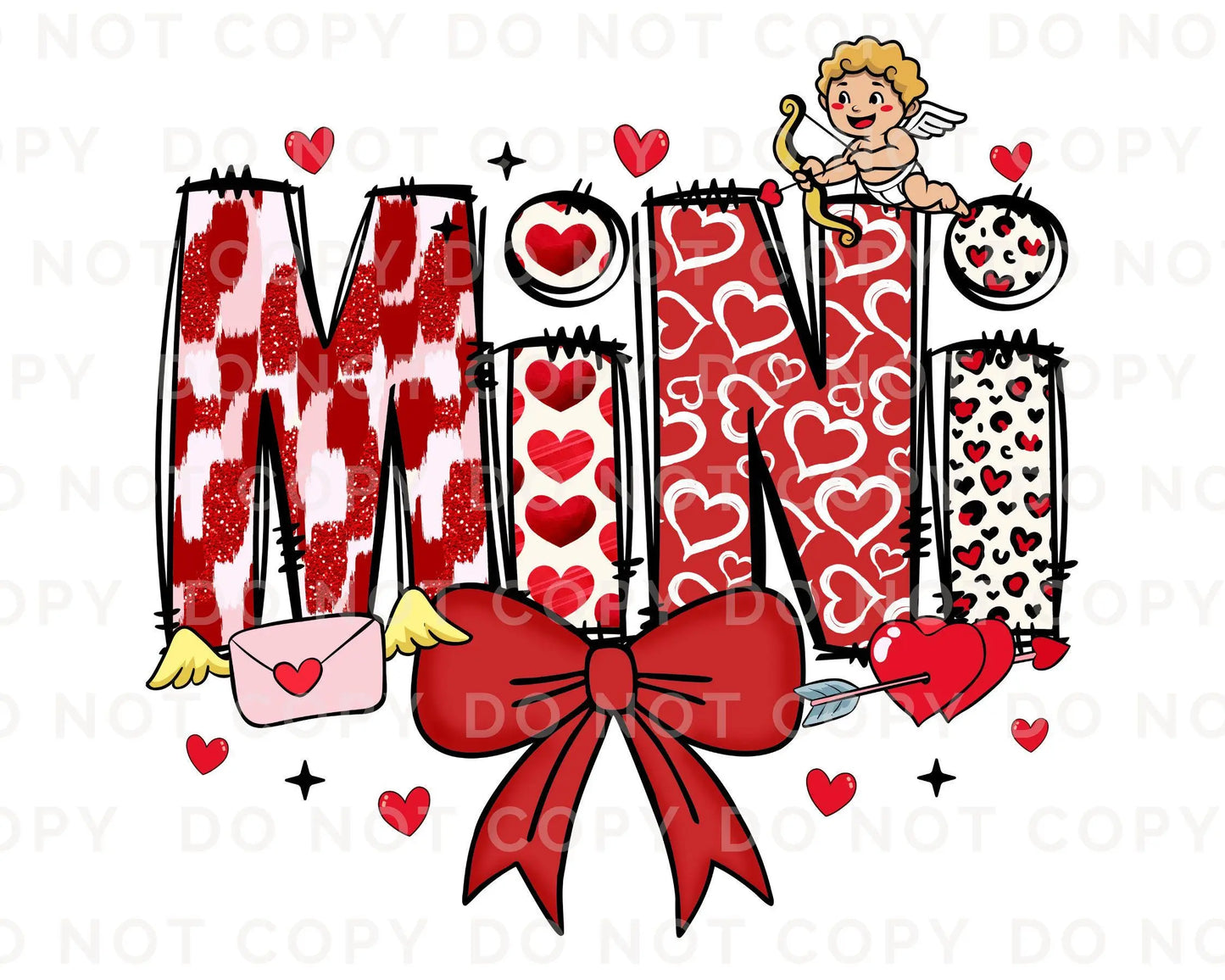 Valentine's Day DTF Transfer, Ready to Press, T-shirt Transfer, Heat Transfer, Direct to Film, Coquette Bow, Mommy and Me, Matching, Mini