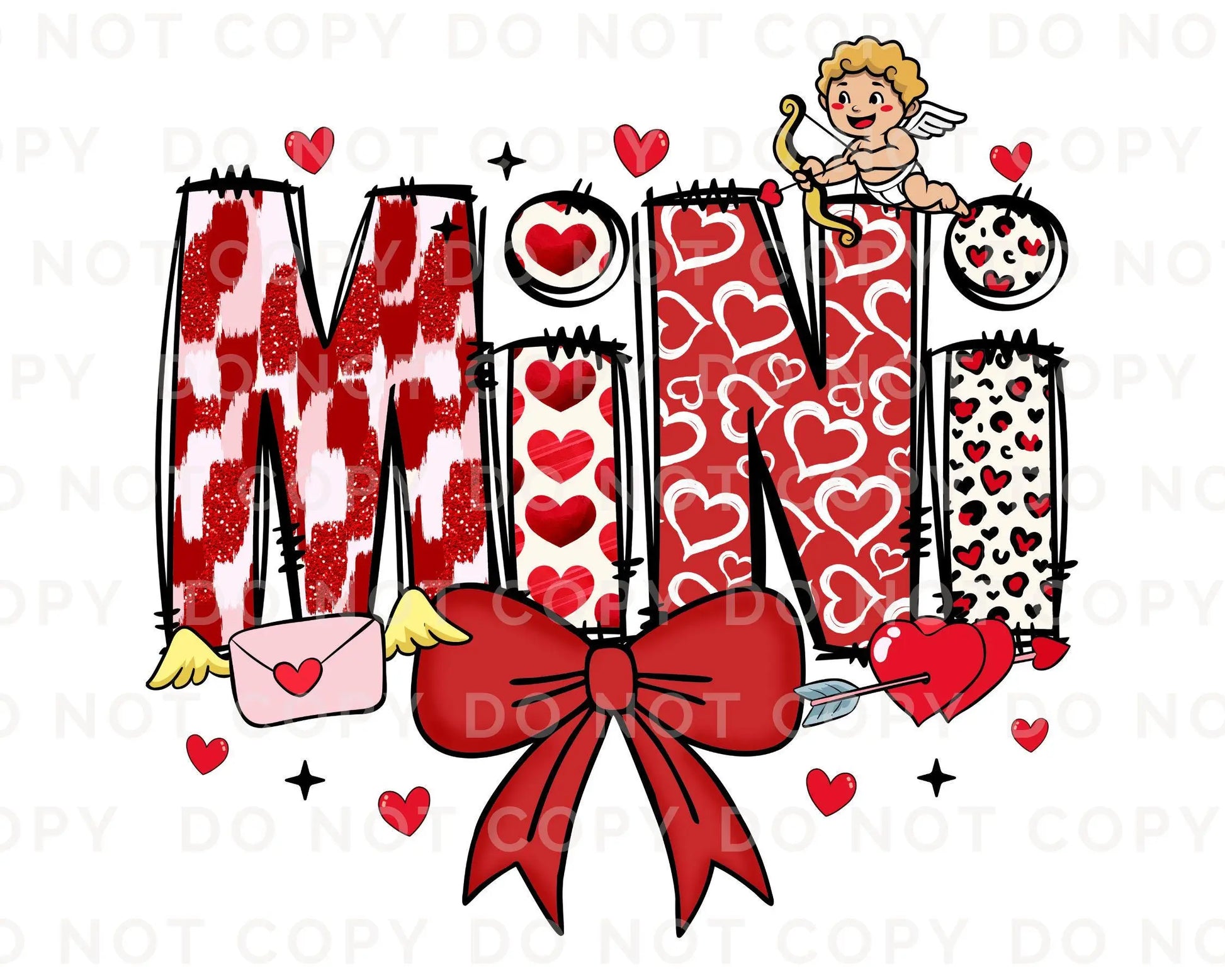 Valentine's Day DTF Transfer, Ready to Press, T-shirt Transfer, Heat Transfer, Direct to Film, Coquette Bow, Mommy and Me, Matching, Mini